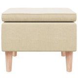 Stool with Wooden Legs Cream Fabric