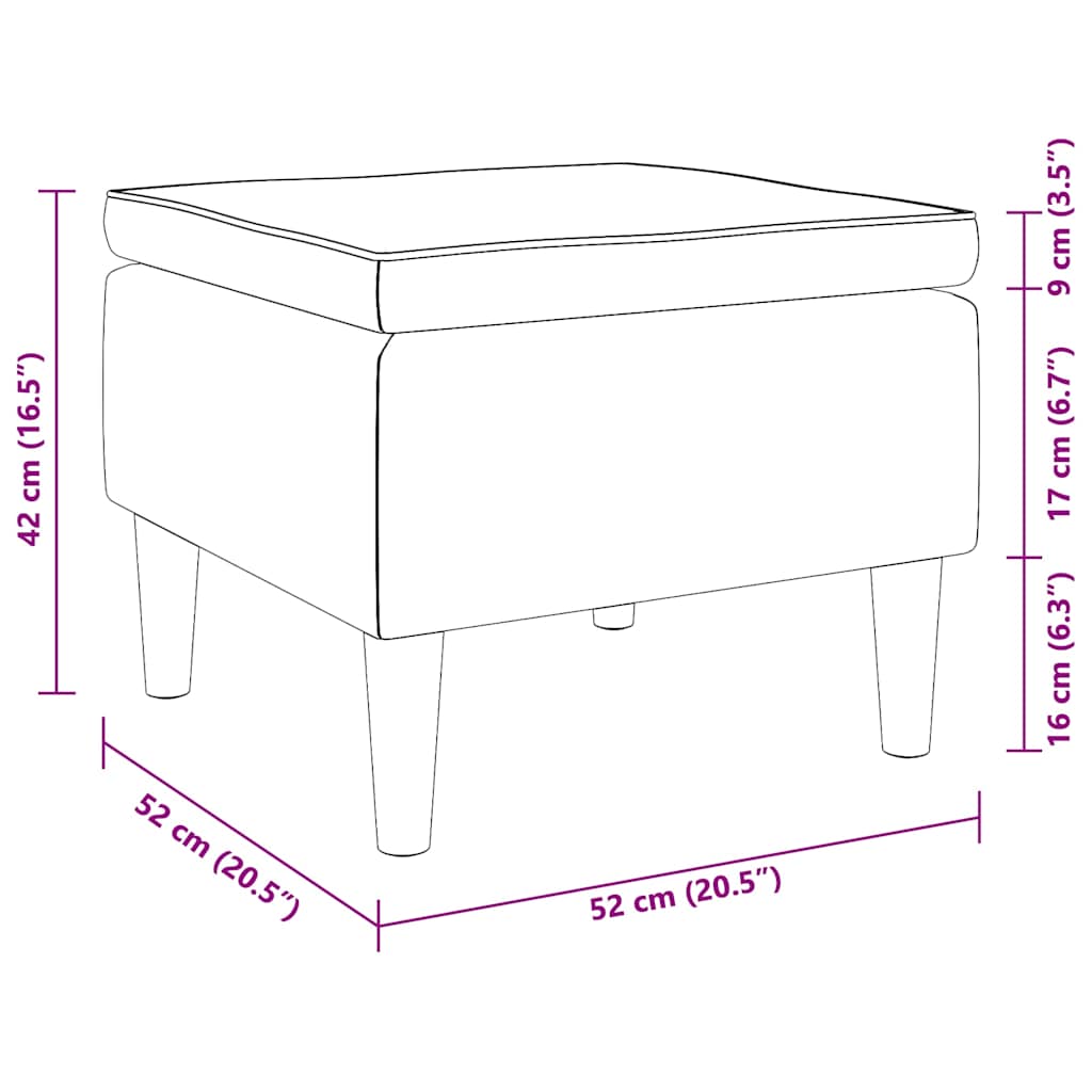 Stool with Wooden Legs Cream Fabric