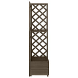 Corner Trellis Planter Grey 40x40x150 cm Solid Fir Wood - Front View
