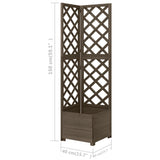 Corner Trellis Planter Grey 40x40x150 cm Solid Fir Wood - Rear View