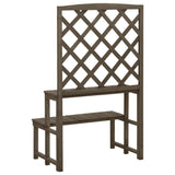 Plant Stand with Trellis Grey 70x42x115 cm Solid Fir Wood - Top-Down View