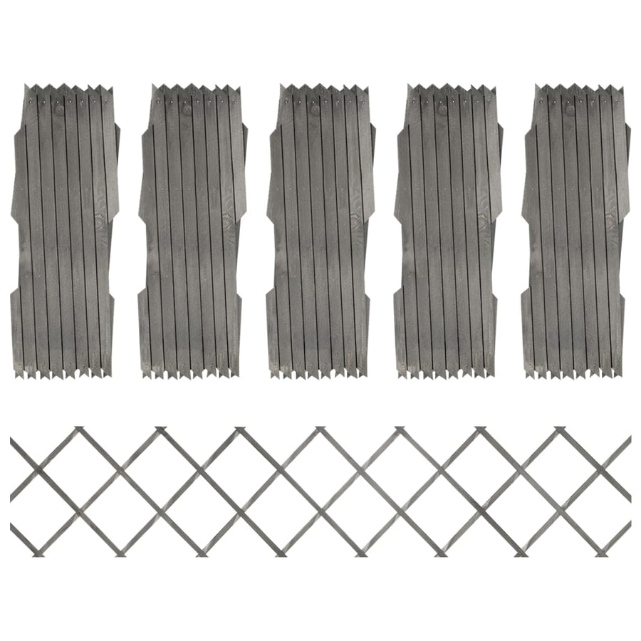 Trellis Fences 5 pcs Grey Solid Firwood 180x30 cm