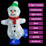 LED Christmas Acrylic Snowman Figure Indoor and Outdoor 30cm - Side View
