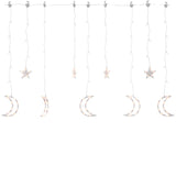 Star and Moon Fairy Lights Remote Control 138 LED Warm White - Front View