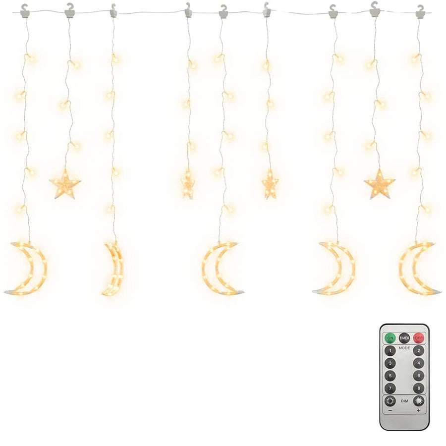 Star and Moon Fairy Lights Remote Control 138 LED Warm White