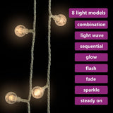 Globe Fairy String Lights 20m 200 LED Warm White 8 Function - 45-Degree Angle