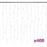 LED Curtain Icicle Lights 10m 400 LED Cold White 8 Function - Front View