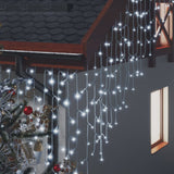 LED Curtain Icicle Lights 10m 400 LED Cold White 8 Function - Side View