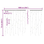 LED Curtain Icicle Lights 10m 400 LED Cold White 8 Function