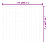 LED Curtain Fairy Lights 3x3m 300 LED Warm White 8 Function - Side View