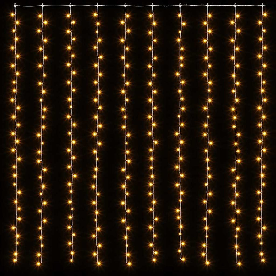 LED Curtain Fairy Lights 3x3m 300 LED Warm White 8 Function