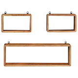3 Piece Wall Cube Shelf Set Soild Acacia Wood - Front View