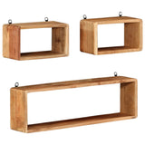 3 Piece Wall Cube Shelf Set Soild Acacia Wood - Extra Image