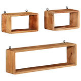 3 Piece Wall Cube Shelf Set Soild Acacia Wood - Extra Image