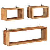3 Piece Wall Cube Shelf Set Soild Acacia Wood - Extra Image