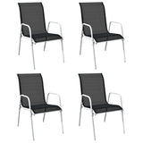 5 Piece Outdoor Dining Set Steel Black - Side View