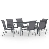 7 Piece Outdoor Dining Set Steel Anthracite - Front View