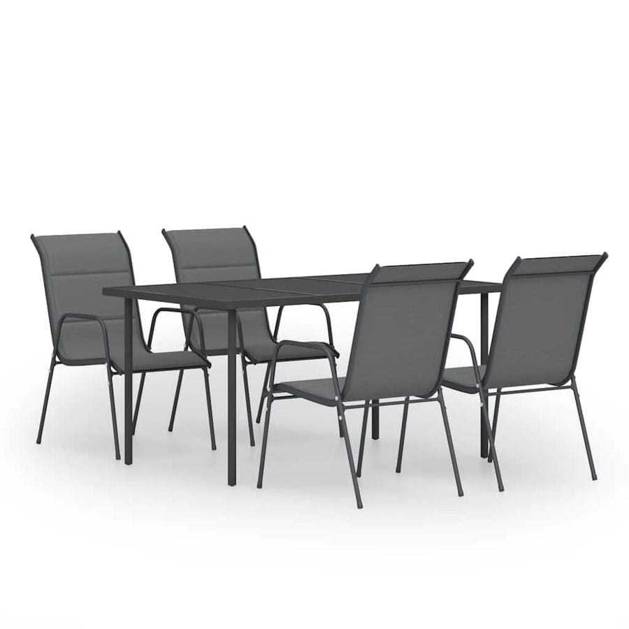 5 Piece Outdoor Dining Set Steel Black