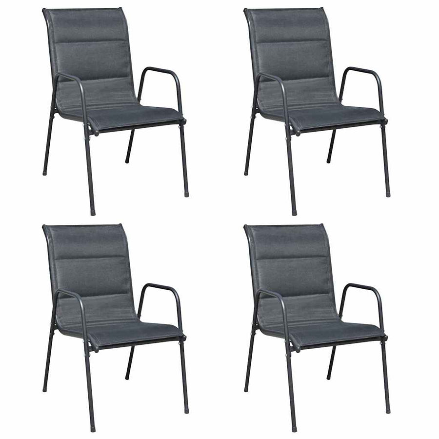 5 Piece Outdoor Dining Set Steel Black