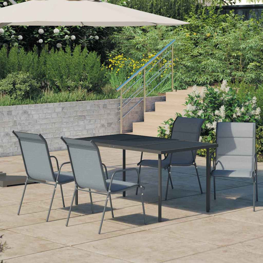 5 Piece Outdoor Dining Set Steel Black