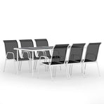 7 Piece Outdoor Dining Set Steel Black