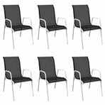 7 Piece Outdoor Dining Set Steel Black