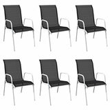 7 Piece Outdoor Dining Set Steel Black - Side View