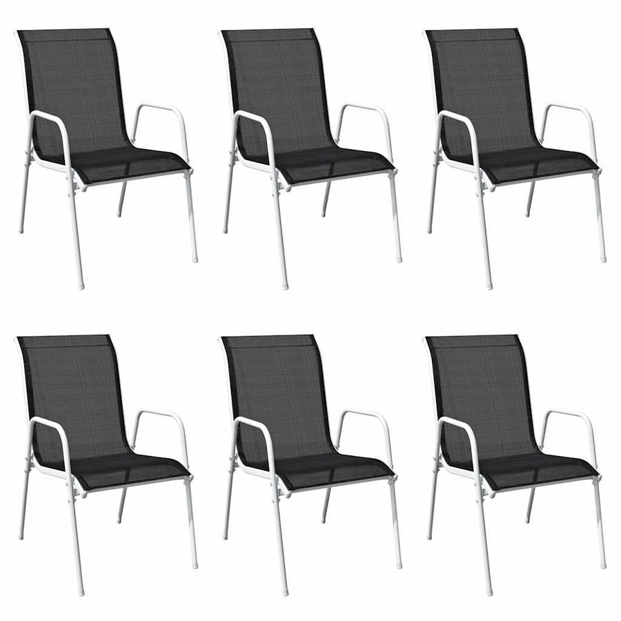 7 Piece Outdoor Dining Set Steel Black