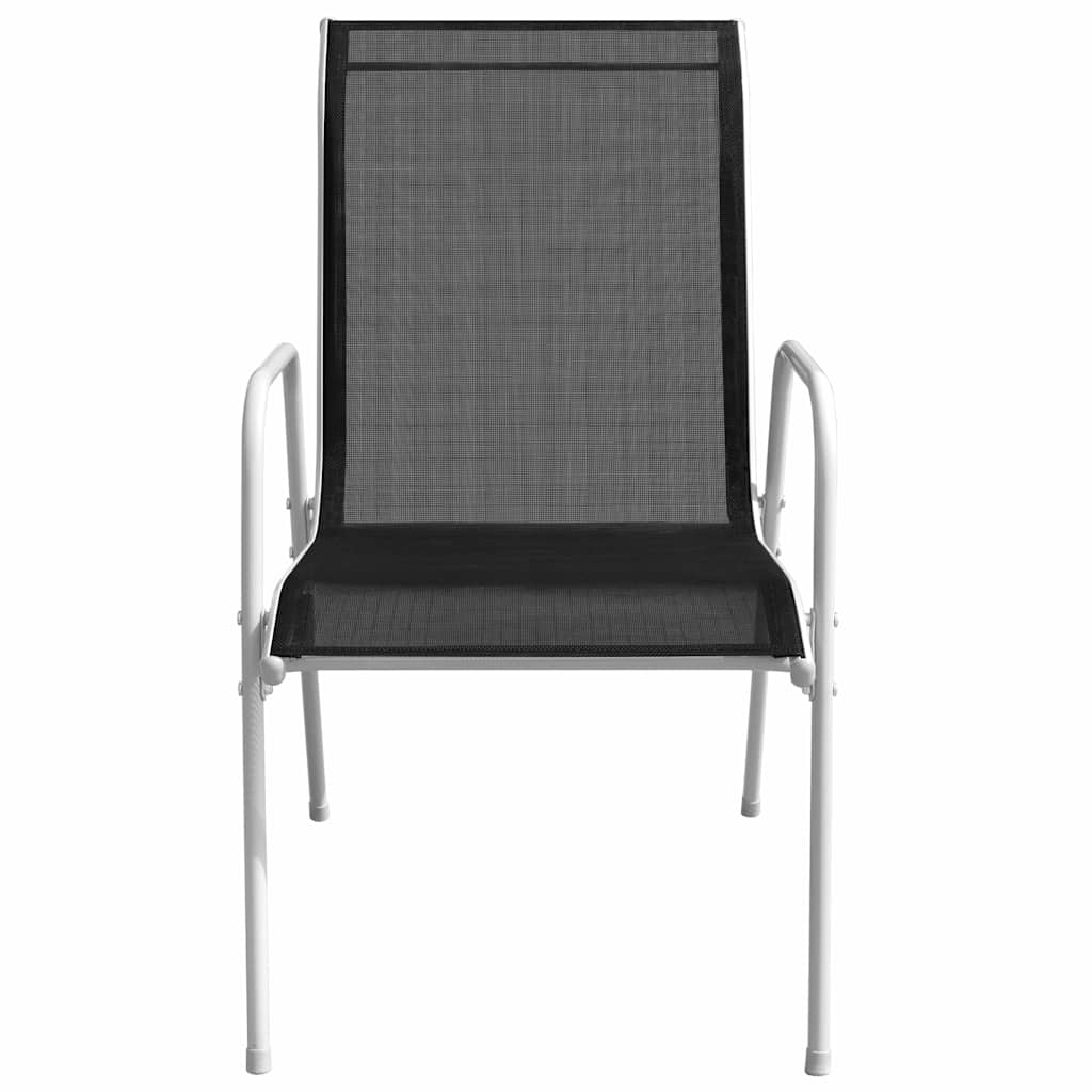 7 Piece Outdoor Dining Set Steel Black