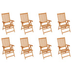 Reclining Folding Chairs 8 pcs Solid Teak Wood