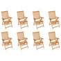 Reclining Folding Chairs 8 pcs Solid Teak Wood