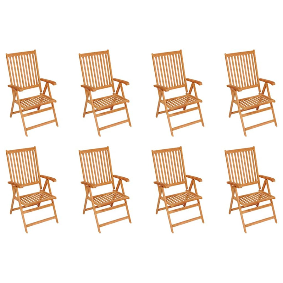 Reclining Folding Chairs 8 pcs Solid Teak Wood