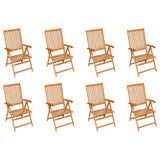Reclining Garden Chairs with Cushions 8 pcs Solid Teak Wood