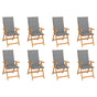Reclining Folding Chairs with Cushions 8 pcs Solid Teak Wood
