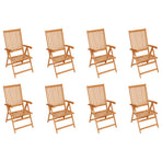 Reclining Folding Chairs with Cushions 8 pcs Solid Teak Wood