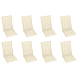 Reclining Garden Chairs with Cushions 8 pcs Solid Teak Wood - Rear View