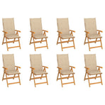 Reclining Folding Chairs with Cushions 8 pcs Solid Teak Wood