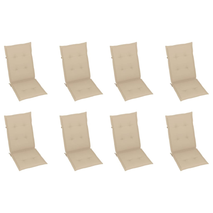 Reclining Folding Chairs with Cushions 8 pcs Solid Teak Wood