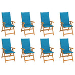 Reclining Folding Chairs with Cushions 8 pcs Solid Teak Wood