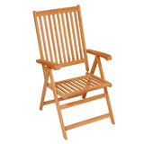 Reclining Garden Chairs with Cushions 8 pcs Solid Teak Wood - Front View