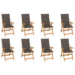 Reclining Folding Chairs with Cushions 8 pcs Solid Teak Wood