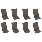 Reclining Folding Chairs with Cushions 8 pcs Solid Teak Wood