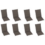 Reclining Folding Chairs with Cushions 8 pcs Solid Teak Wood