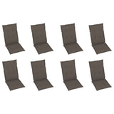Reclining Garden Chairs with Cushions 8 pcs Solid Teak Wood - 45-Degree Angle