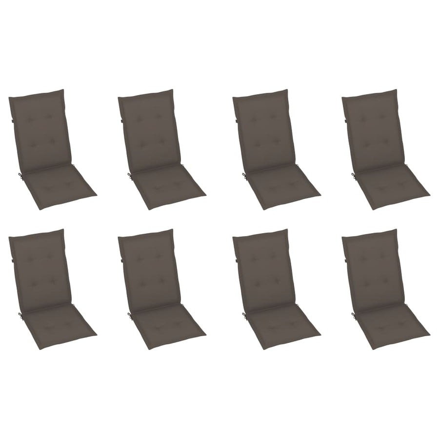 Reclining Folding Chairs with Cushions 8 pcs Solid Teak Wood
