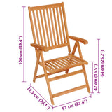 Reclining Folding Chairs with Cushions 8 pcs Solid Teak Wood