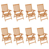 Reclining Folding Chairs with Cushions 8 pcs Solid Teak Wood