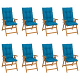Reclining Folding Chairs with Cushions 8 pcs Solid Teak Wood