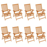 Reclining Folding Chairs with Cushions 8 pcs Solid Teak Wood