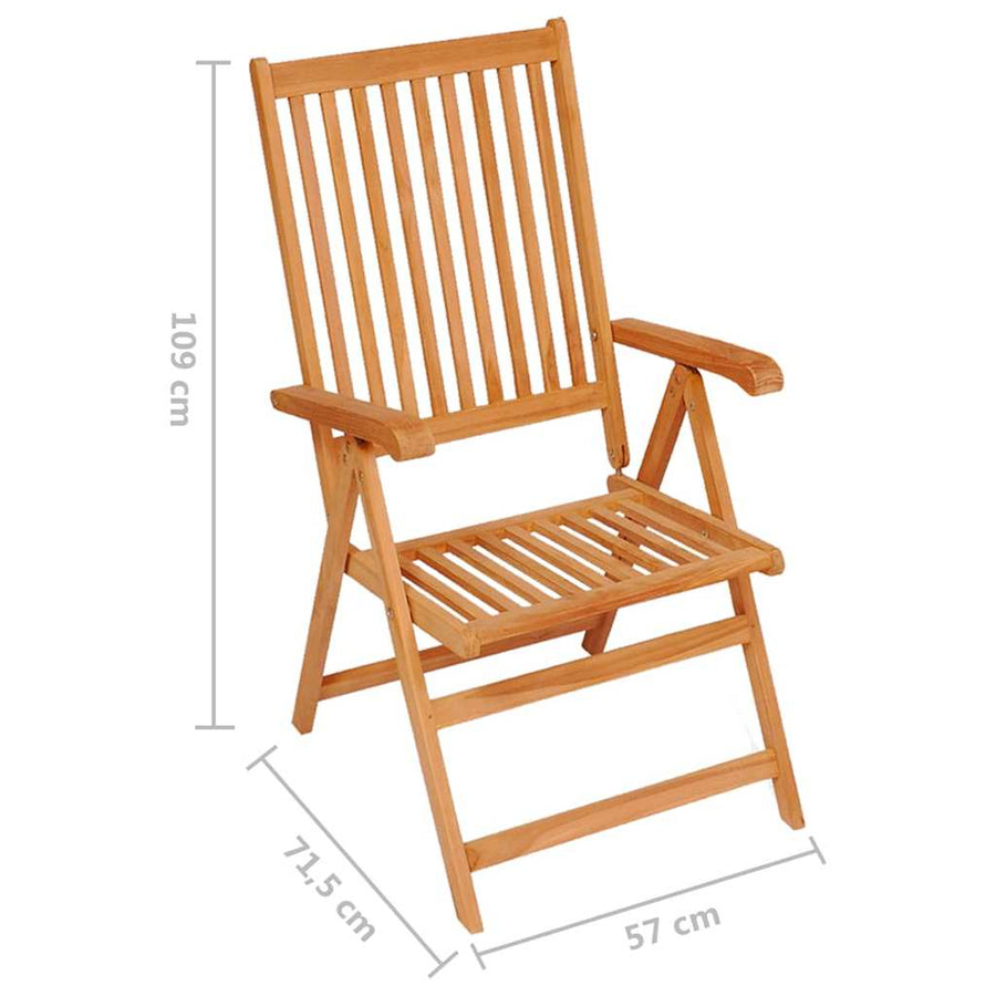 Reclining Folding Chairs with Cushions 8 pcs Solid Teak Wood